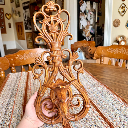 Vintage Dart Ind 70s Faux Bamboo Ornate Wall Sconce Candle Holders