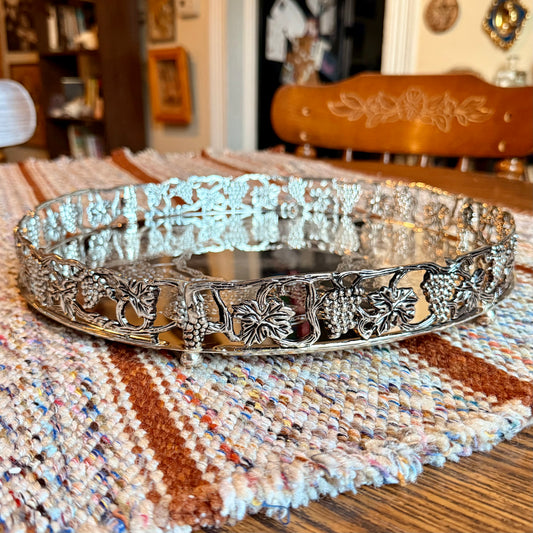 Vintage Goldinger Grape Design Silver Plated Vanity Tray - Still in Box