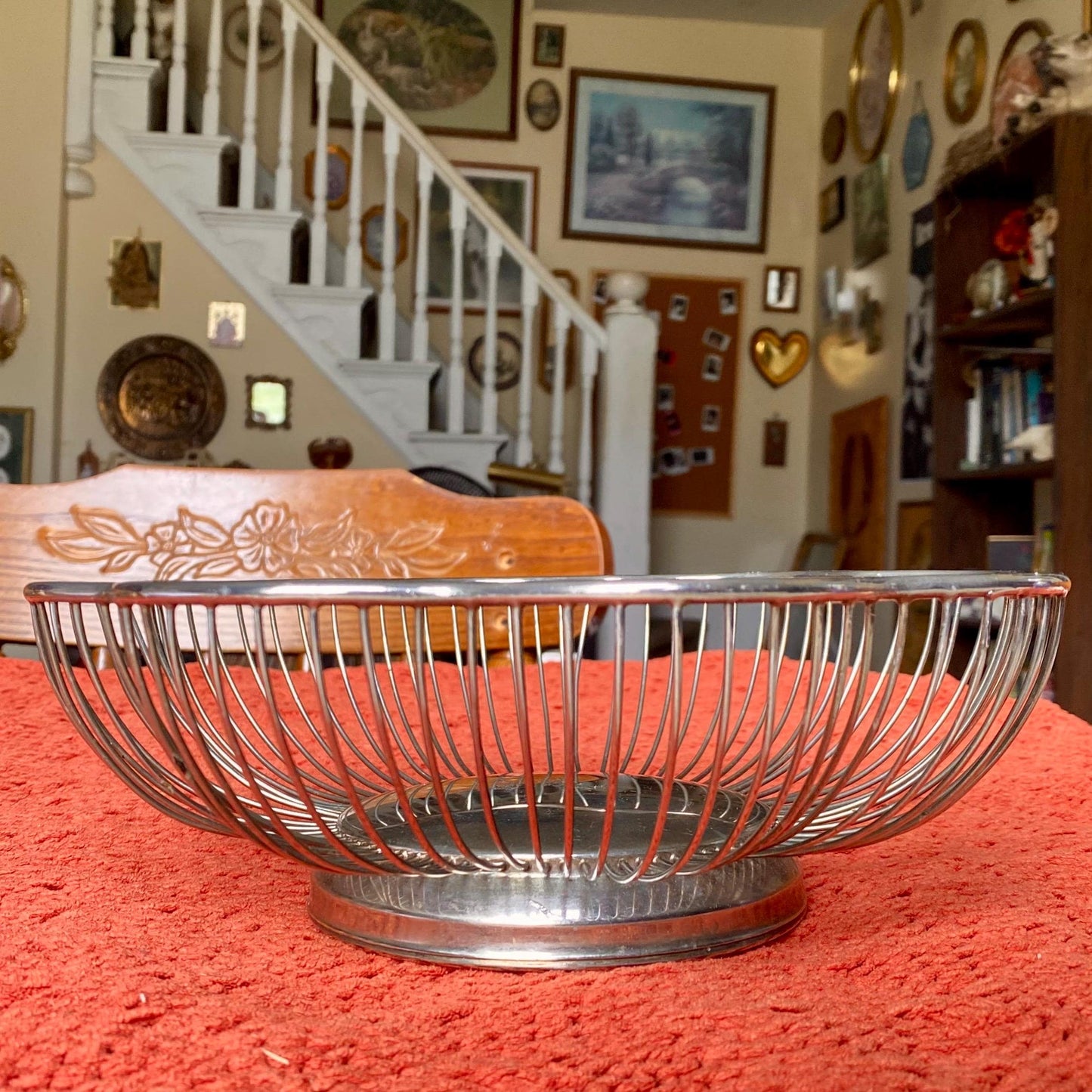 Vintage International Silver Company Silver Plated Flower Shaped Wire Basket