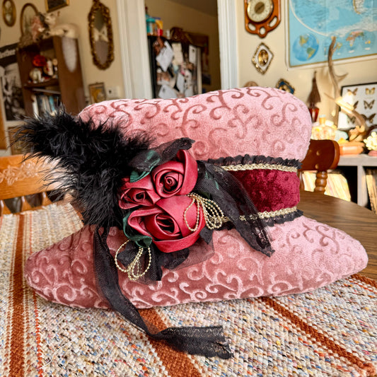 Vintage Velvet Victorian Style Boot and Hat Throw Pillows