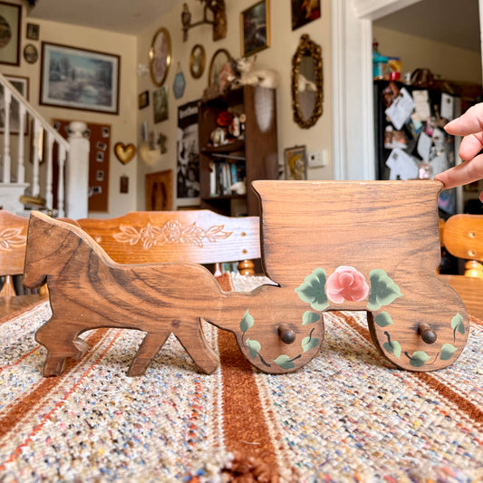 Vintage Primitive Handmade / Hand Painted Stagecoach Wall Hanger