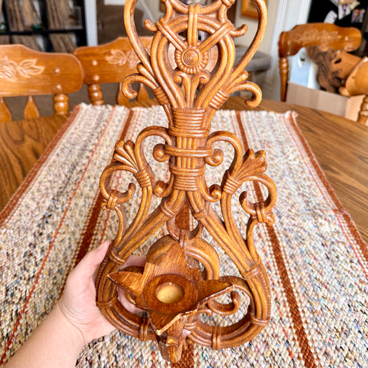 Vintage Dart Ind 70s Faux Bamboo Ornate Wall Sconce Candle Holders