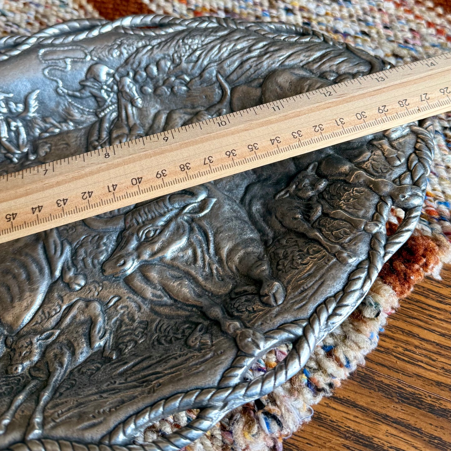 1993 Arthur Court Aluminum Longhorn Cowboy Western Platter