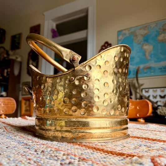 Vintage Hand Made in England Hammered Brass Coal Scuttle Bucket / Planter