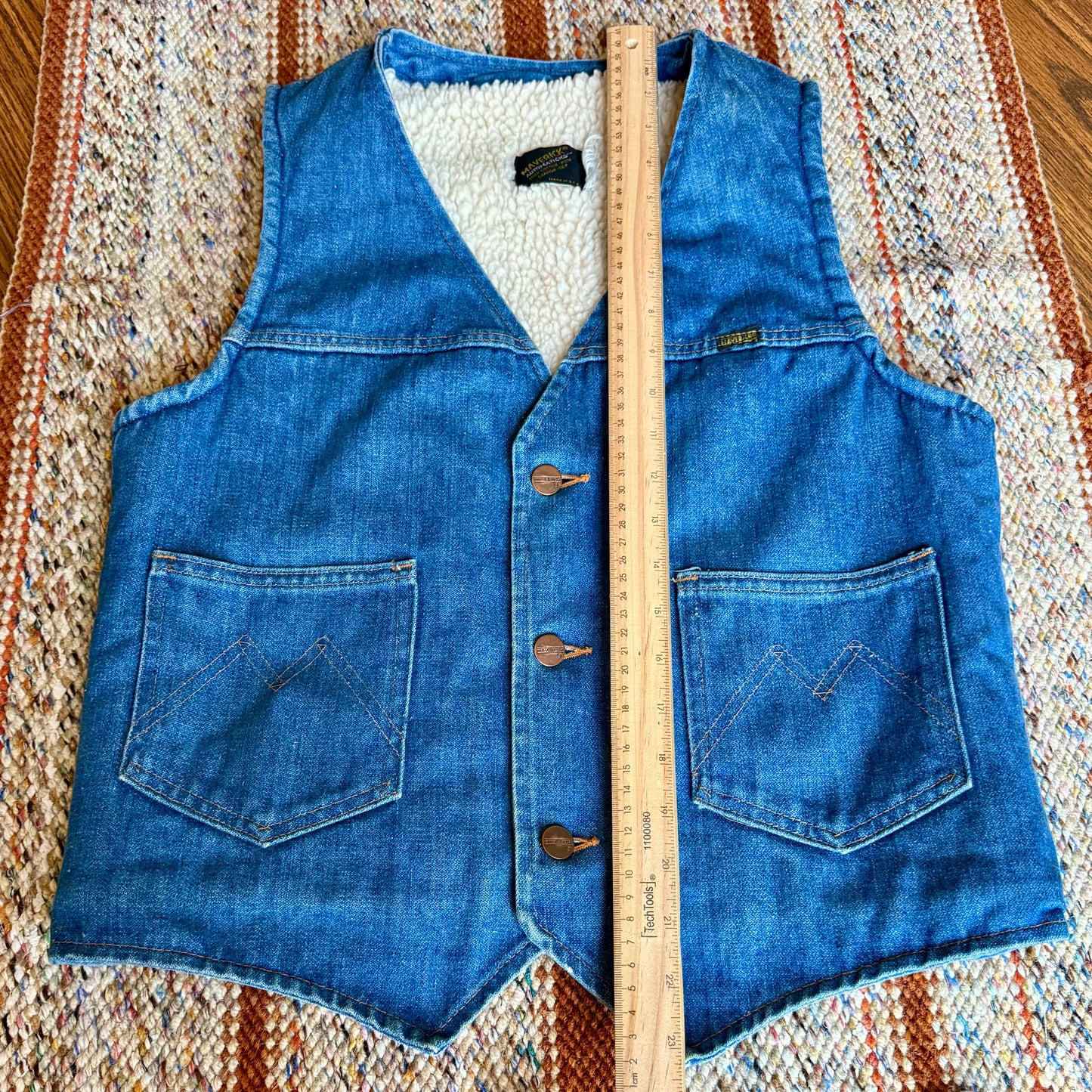 Maverick Automaticks Vintage 70s Blue Denim Sherpa Lined Vest