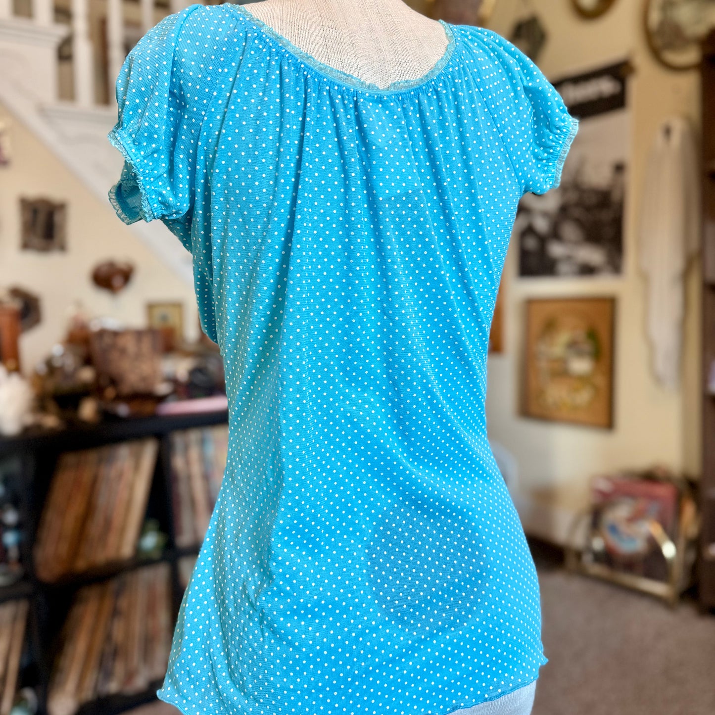 Vintage 90s / 2000s y2k Studio Y Polka Dot Baby Doll Top