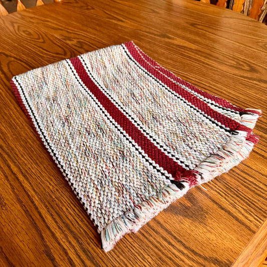 Vintage Handwoven Wool / Cotton Western Rustic Striped Rug