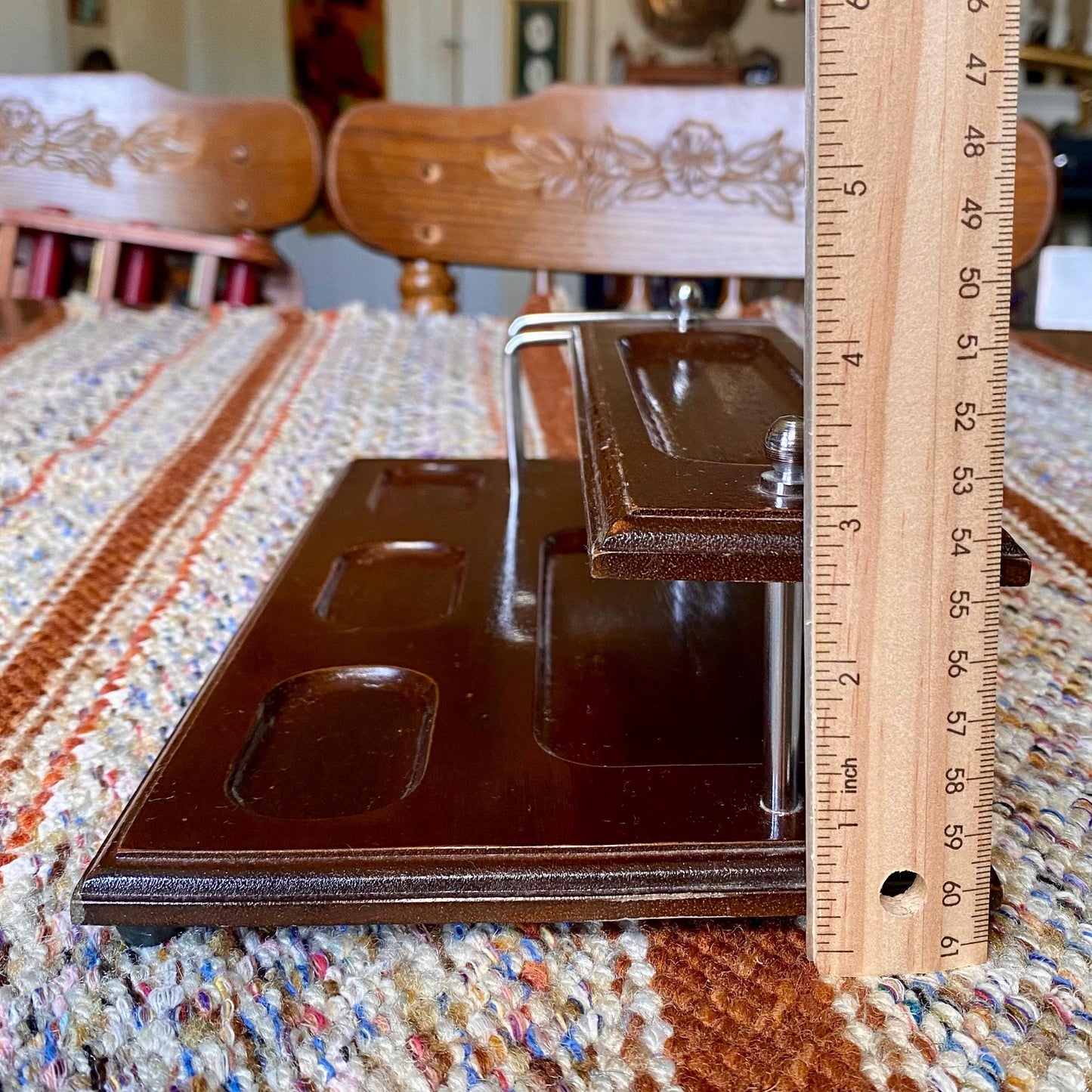 Vintage Dresser Valet Stand Organizer Tray Wood and Metal with Feet