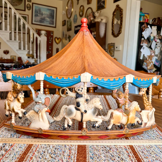 Vintage 1979 Homco Merry Go Round Carousel Circus Animals Nursery Decor