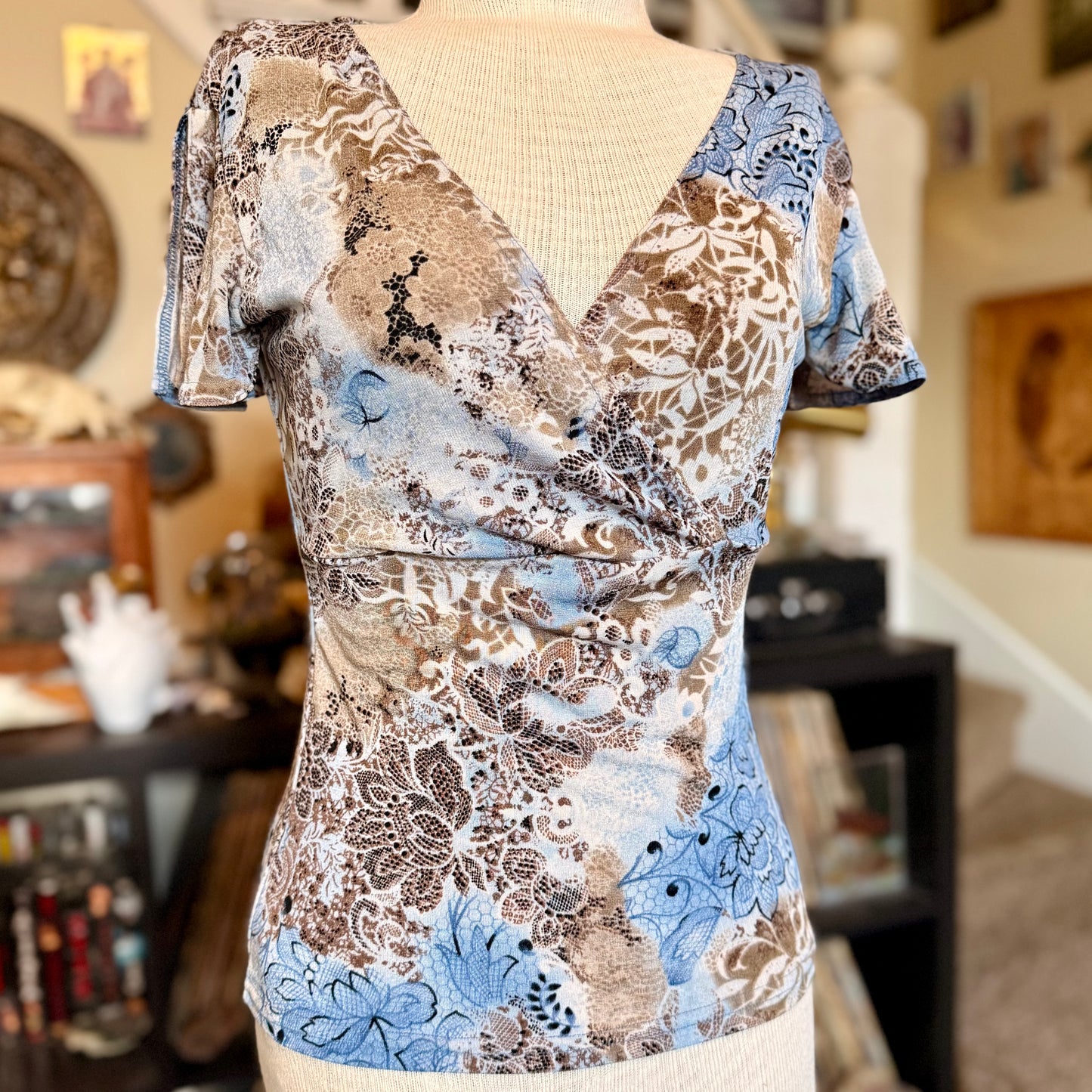 Vintage 90s / 2000s A Byer Y2K Whimsical Floral Babydoll Top