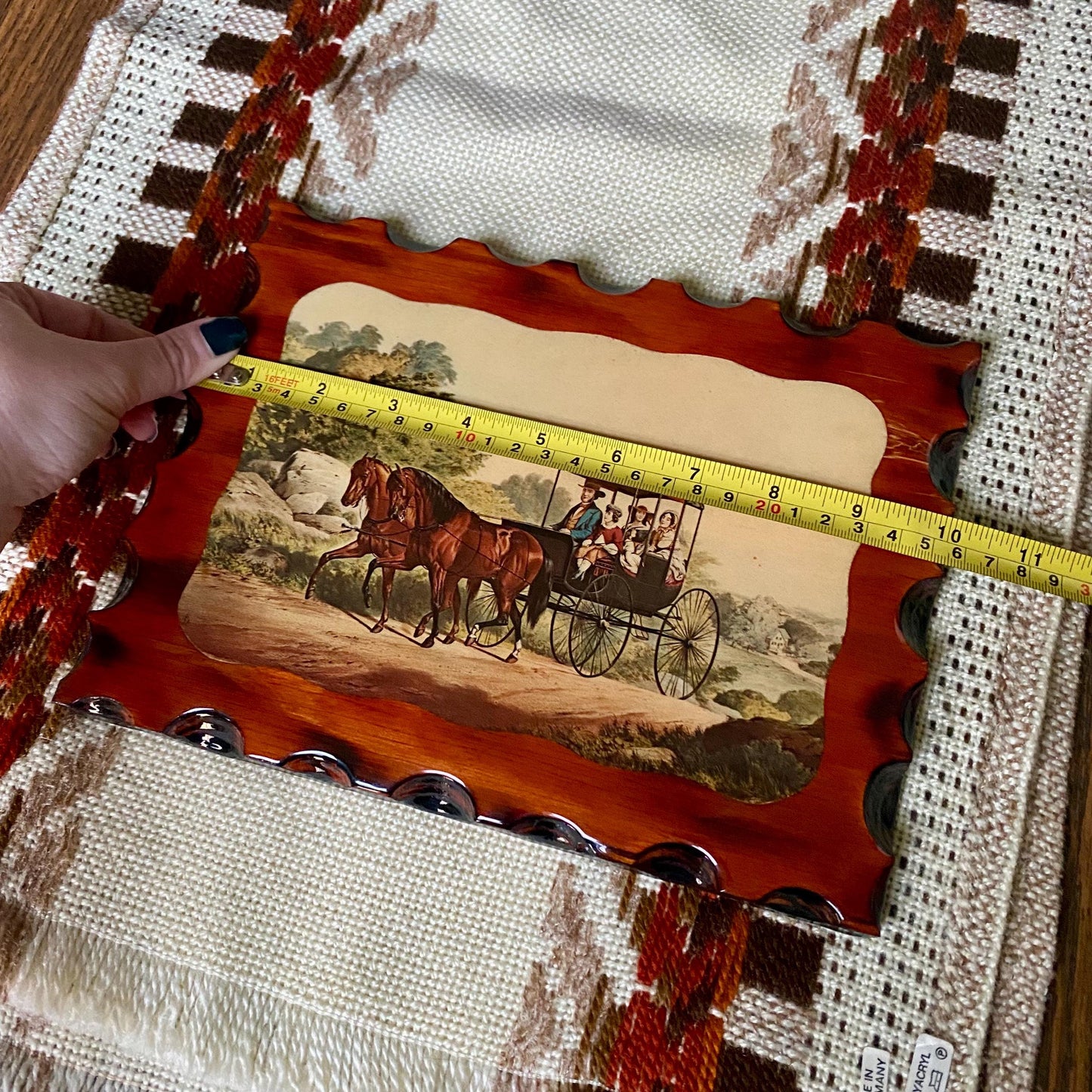 Vintage Currier & Ives Carriage Themed Painting In Resin And Wood