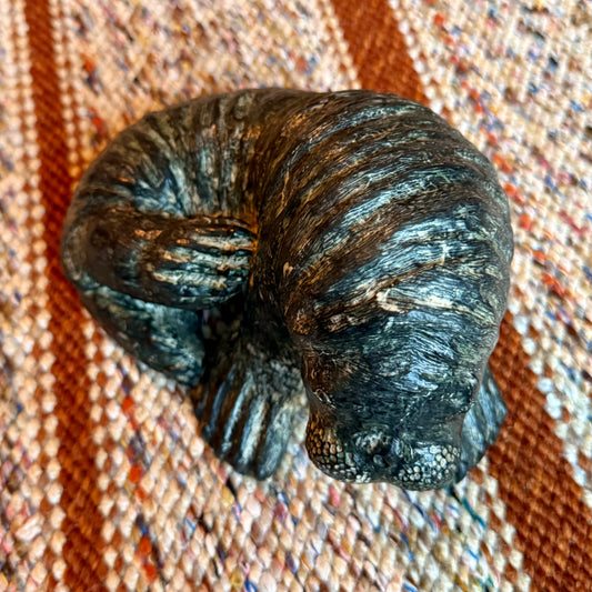 Vintage Wolf Sculptures Hand Carved Canadian Soap Stone Walrus
