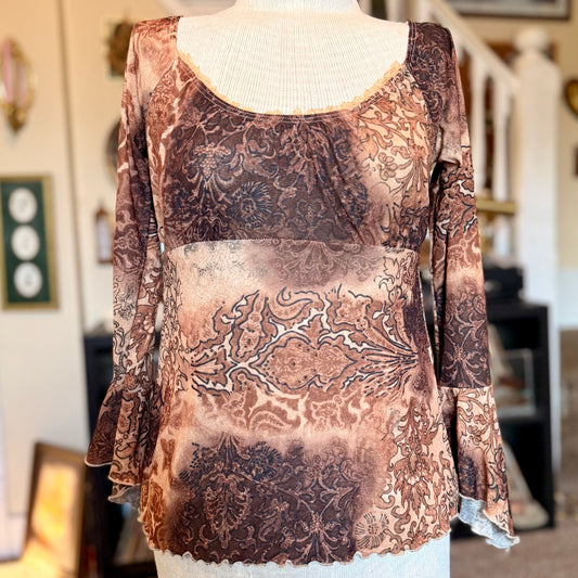 Vintage 90s / 2000s y2k Self Esteem Bell Sleeve Baby Doll Top