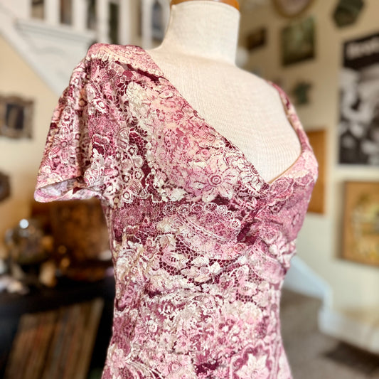 Vintage 90s / 2000s Fashion Bug Y2K Floral Lace Babydoll Top
