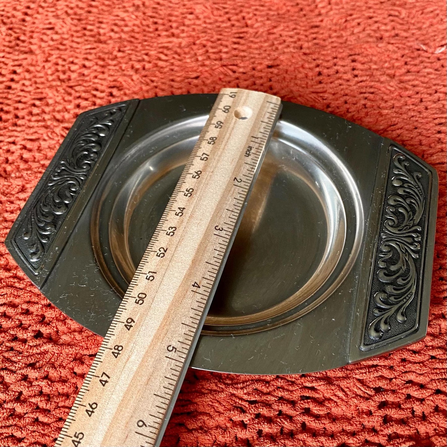 Vintage Mid-Century Modern International Stainless Steel Ornate Chip and Dip Tray