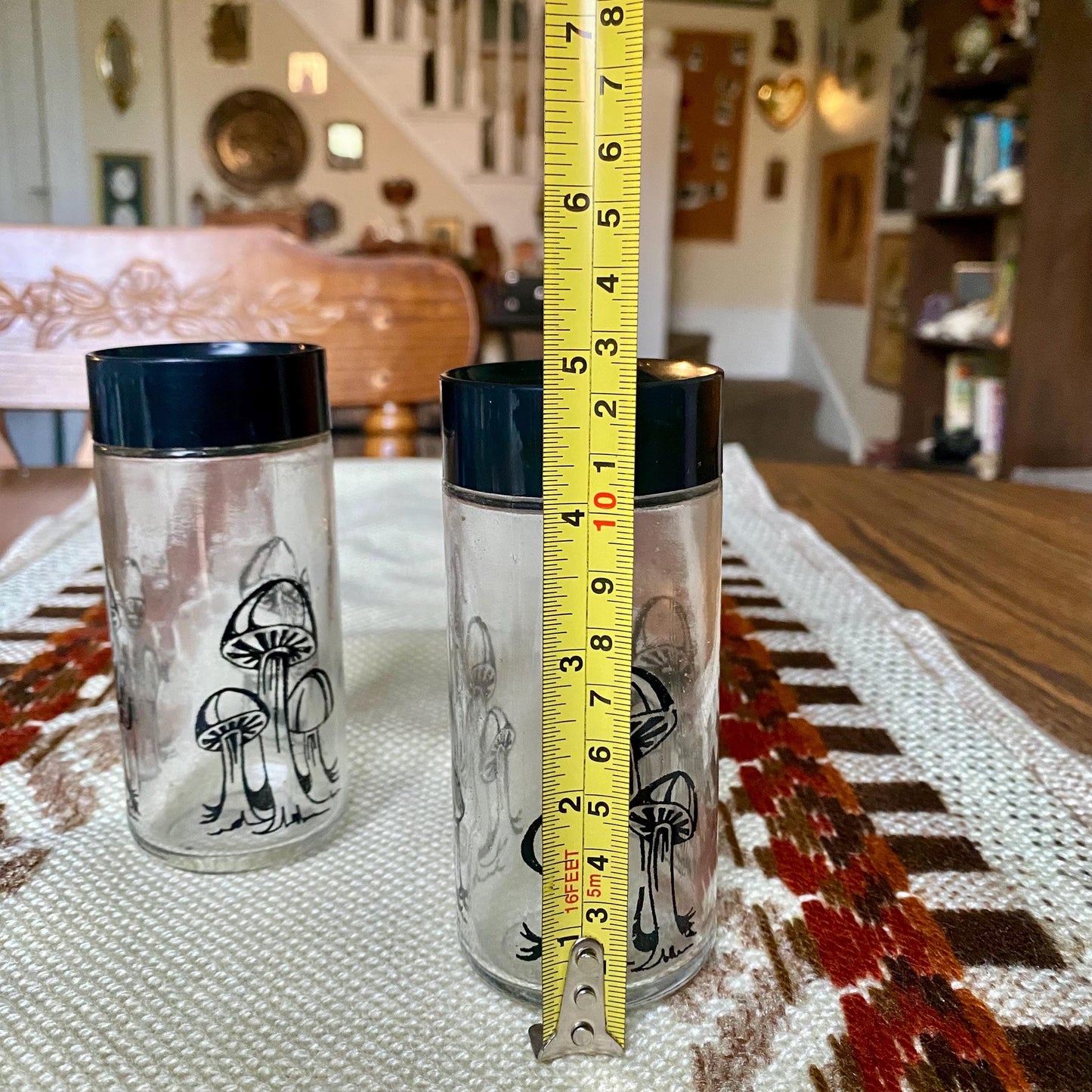 Vintage Glass Apothecary Mushroom Design Salt And Pepper Shakers