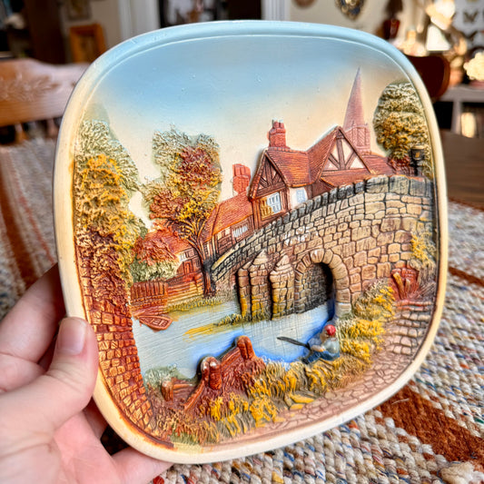 Legend Products 3D Chalkware Wall Plate / Plaque - Fisherman Scene