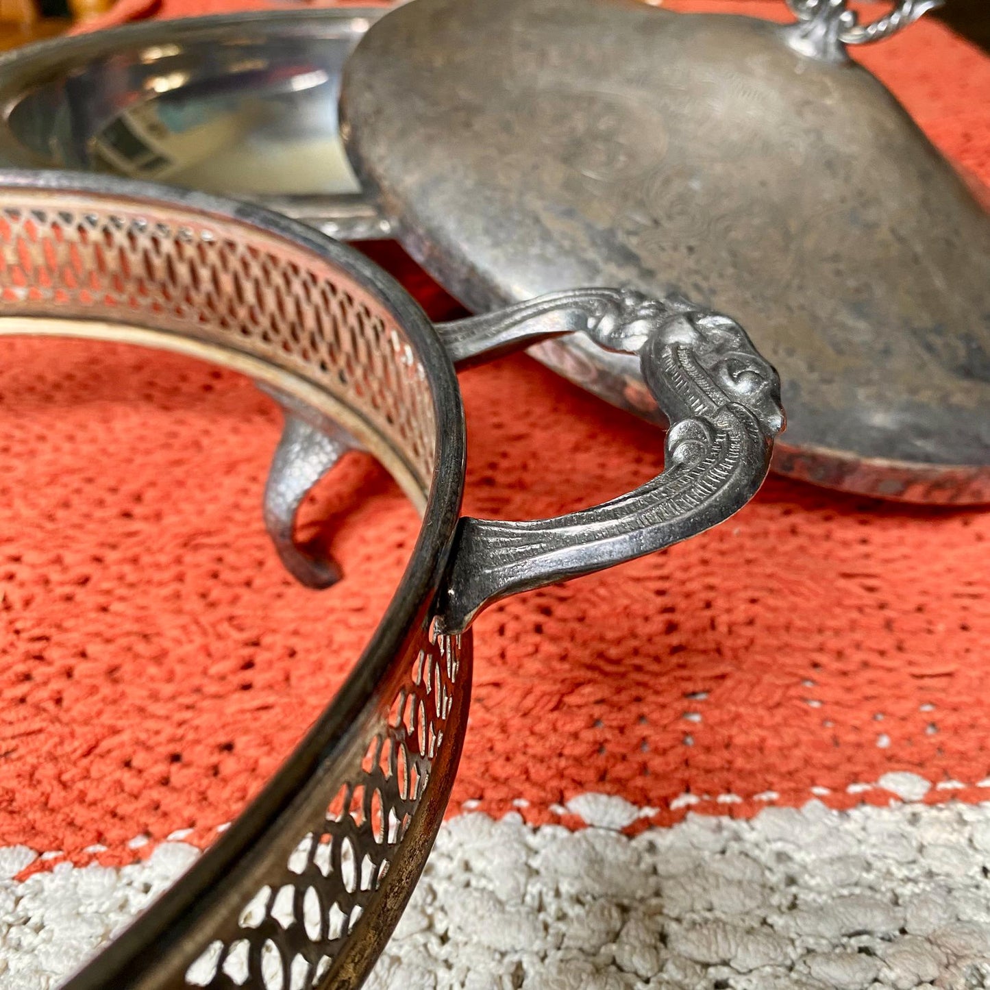 Mid-Century Footed Silver Plated Covered Chafing Dish Casserole Warmer