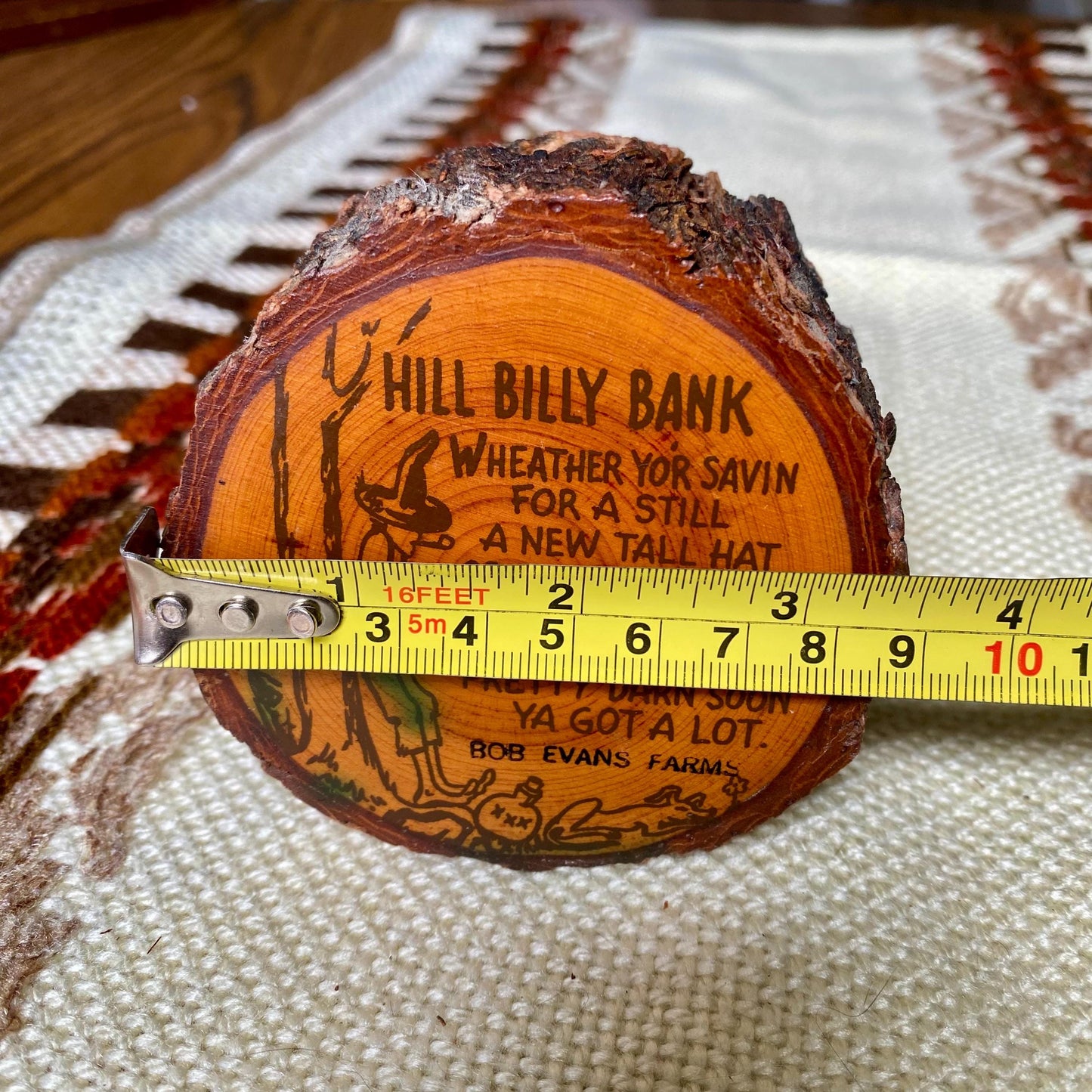 Bob Evan’s Farm’s Sleepy Hollow Wooden Raw Edge Coin Bank