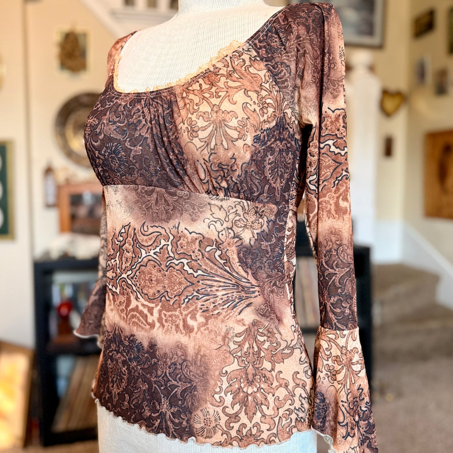 Vintage 90s / 2000s y2k Self Esteem Bell Sleeve Baby Doll Top