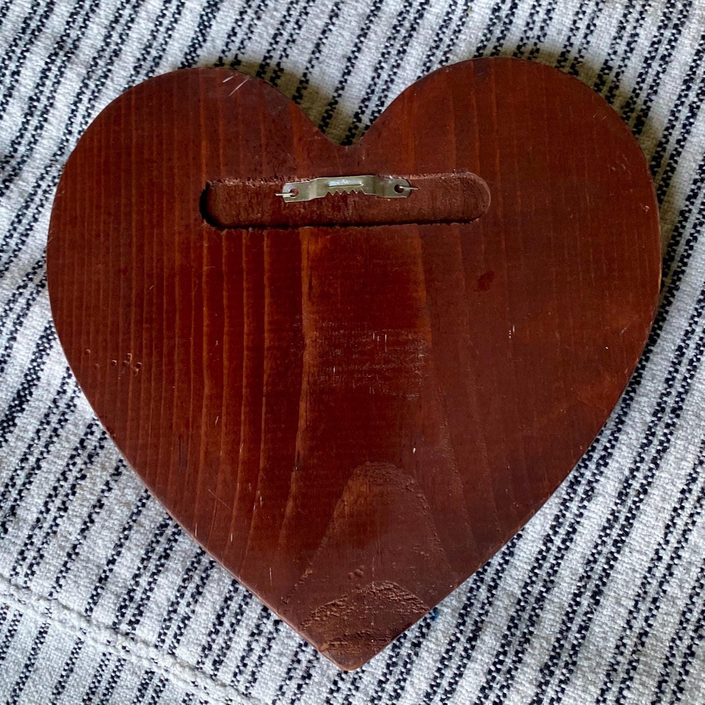 Vintage Wood and Brass Heart Shaped Bible Verse Wall Hanging