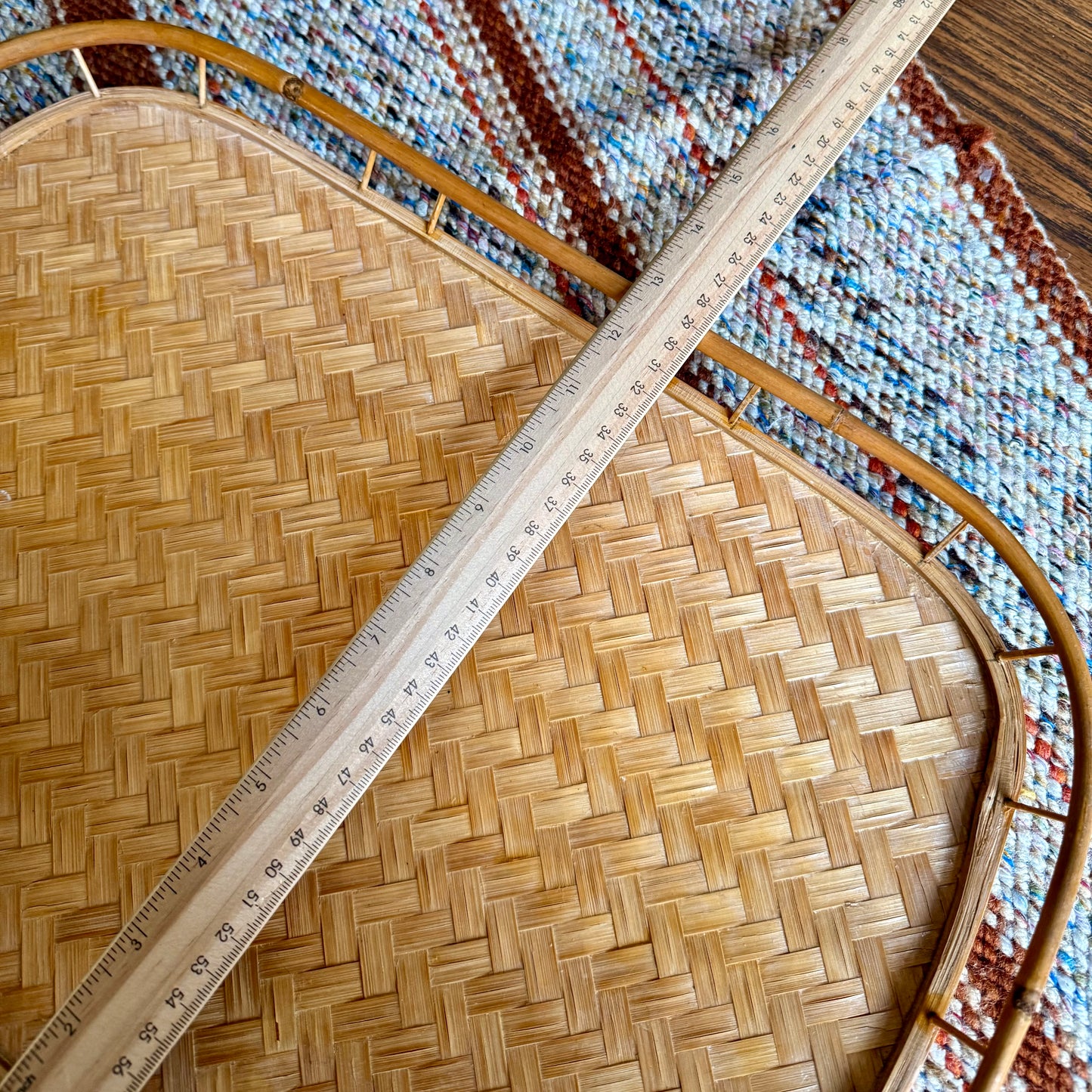 ONE - Vintage Mid-Century Modern Woven Bamboo Basket Serving / Trinket Tray