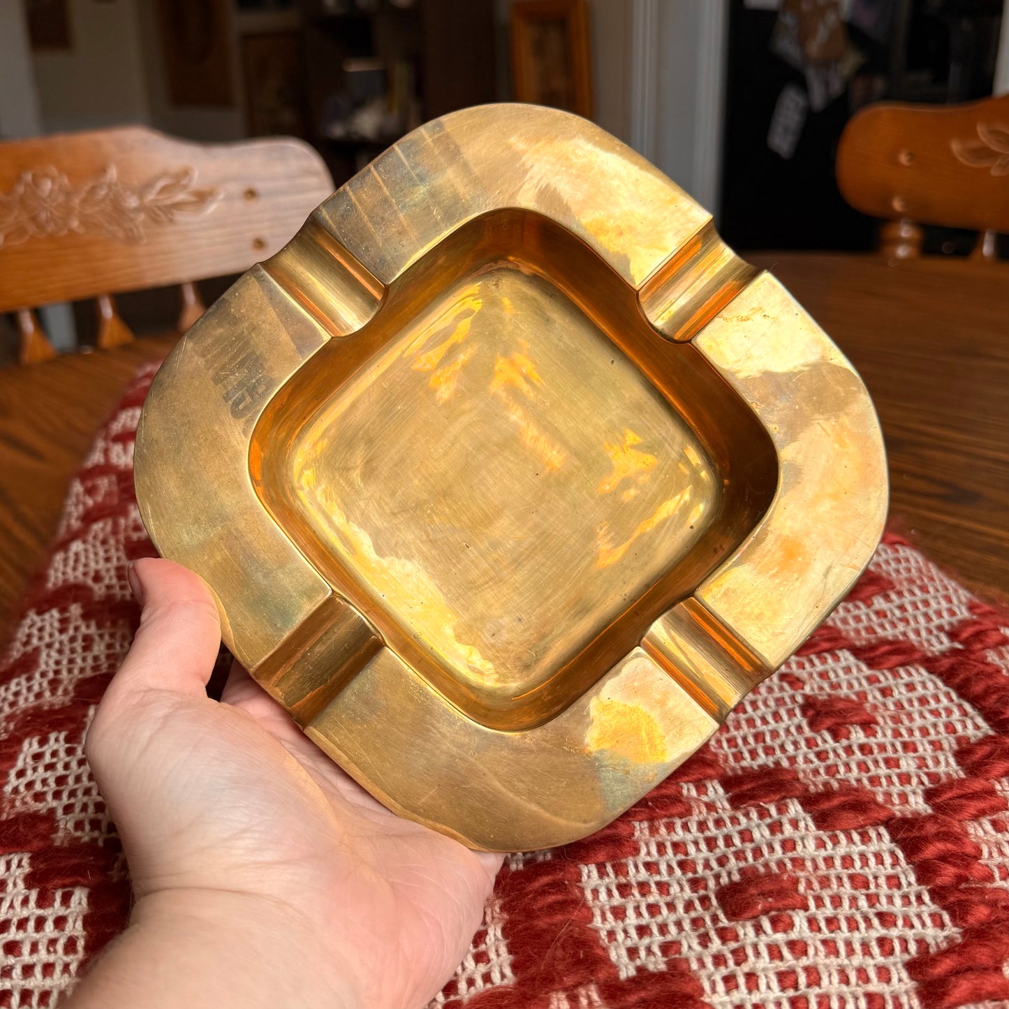 Vintage Mid-Century Modern Regency Solid Brass Heavy Ash Tray