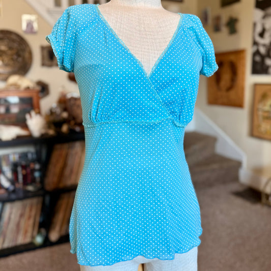 Vintage 90s / 2000s y2k Studio Y Polka Dot Baby Doll Top