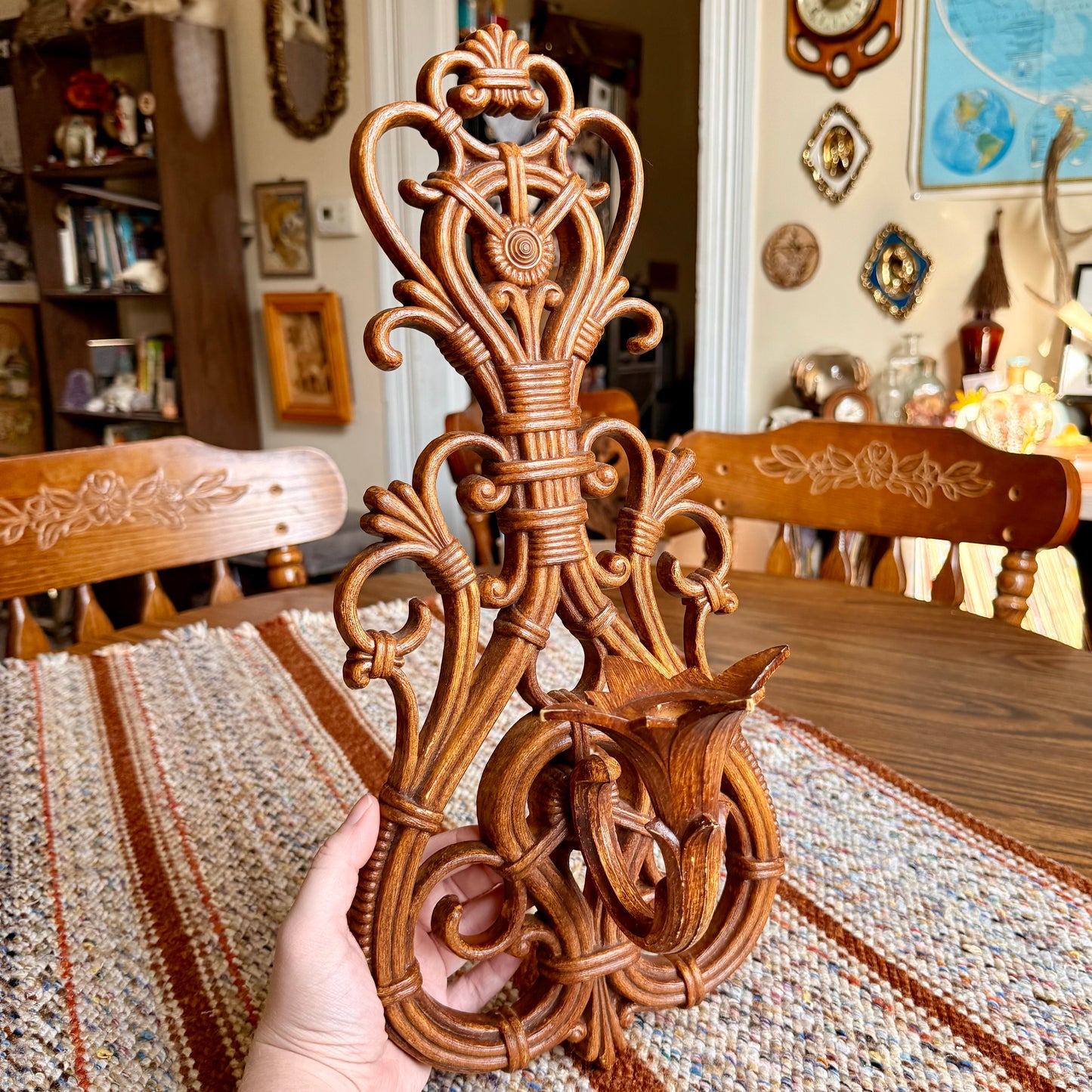 Vintage Dart Ind 70s Faux Bamboo Ornate Wall Sconce Candle Holders