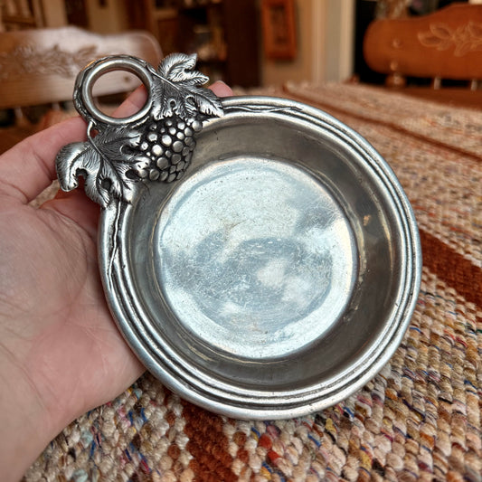 Vintage Pewter Williams Sanoma Grape Wine Coaster / Ash Tray