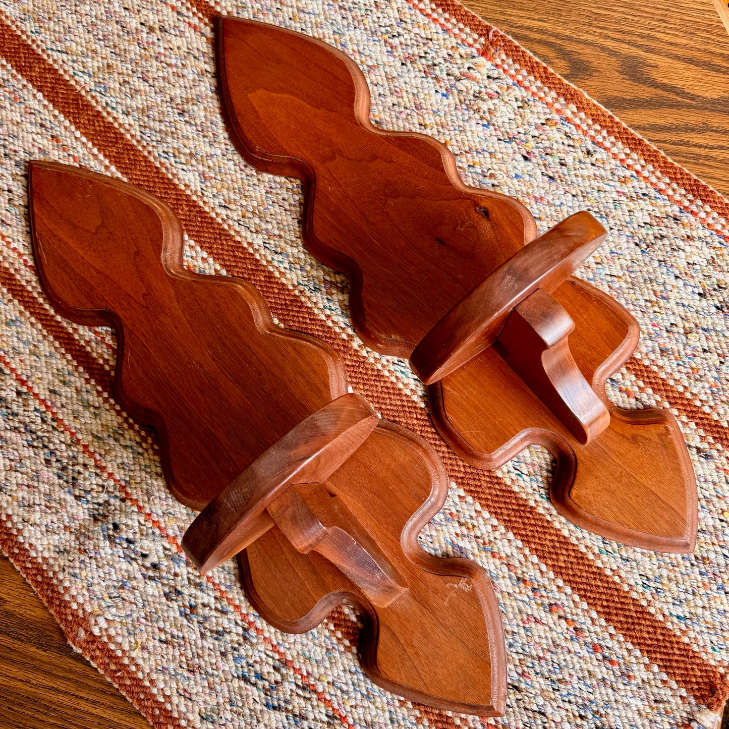 Pair of Vintage Amish Solid Wood Tall Wall Shelf Sconces