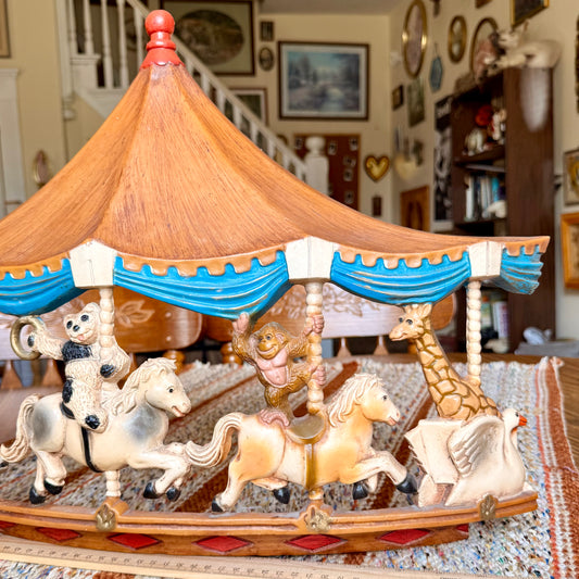 Vintage 1979 Homco Merry Go Round Carousel Circus Animals Nursery Decor