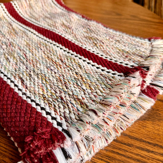 Vintage Handwoven Wool / Cotton Western Rustic Striped Rug
