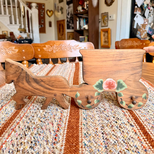 Vintage Primitive Handmade / Hand Painted Stagecoach Wall Hanger