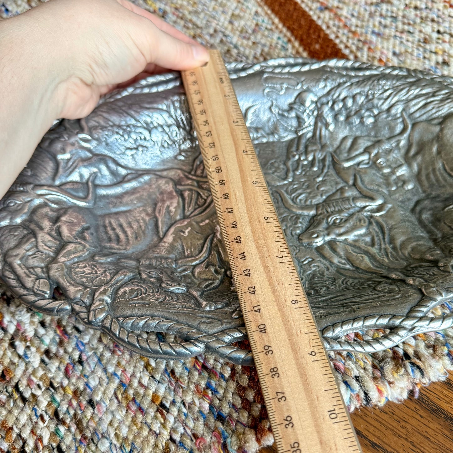 1993 Arthur Court Aluminum Longhorn Cowboy Western Platter