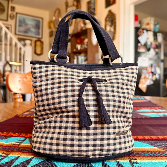 Vintage Longaberger Mini Gingham Buffalo Check Tote Bag