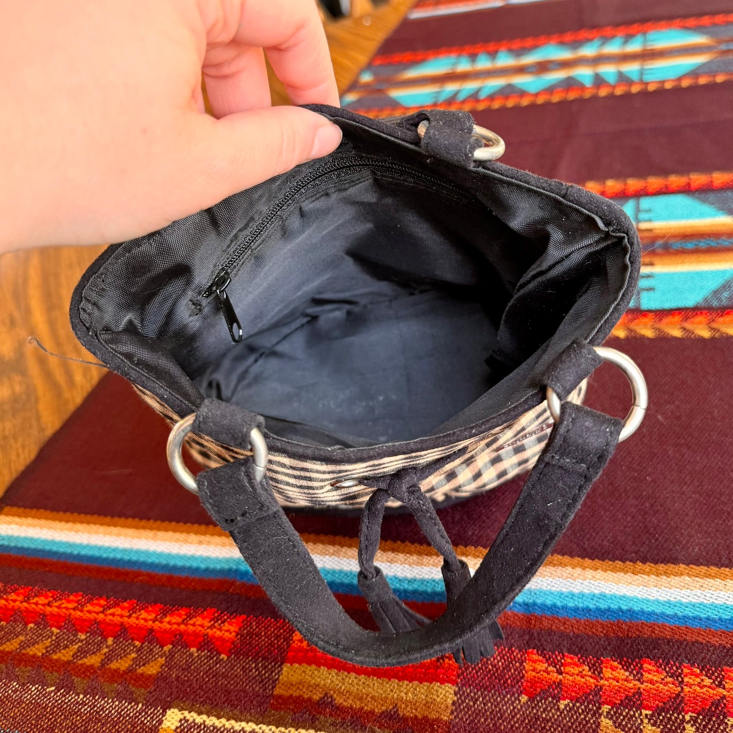 Vintage Longaberger Mini Gingham Buffalo Check Tote Bag