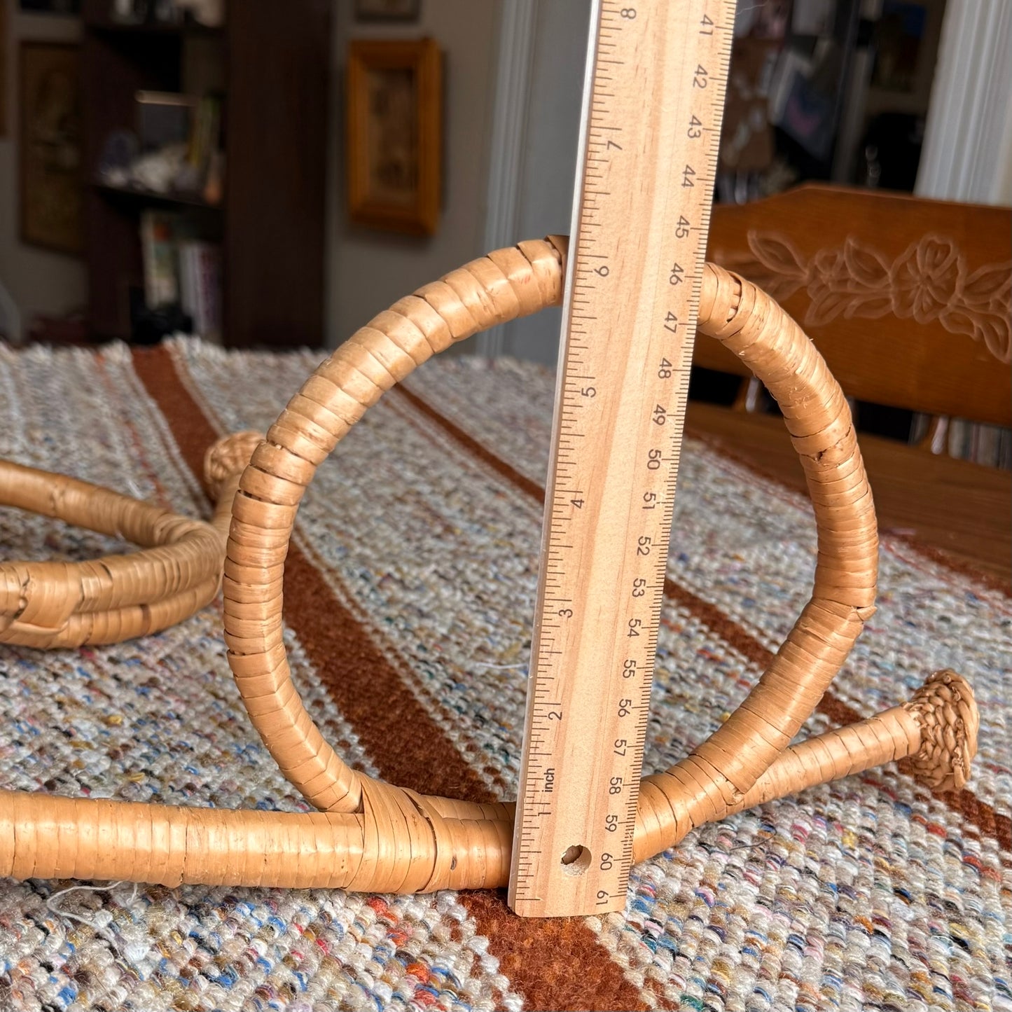 ONE - Vintage 1980s Wicker / Rattan French Horn Shaped Basket