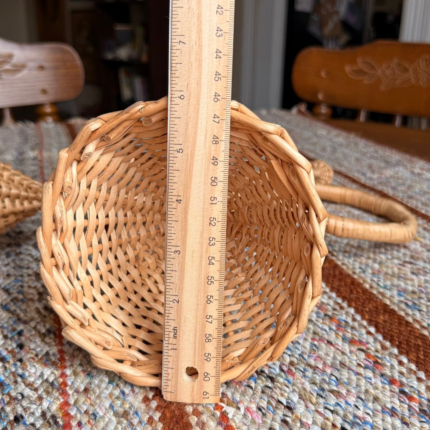 ONE - Vintage 1980s Wicker / Rattan French Horn Shaped Basket