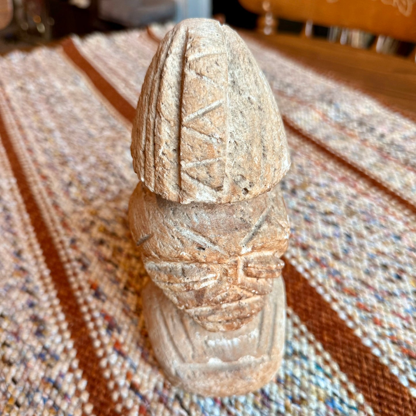 Vintage Hand-Carved Stone Tribal / Mayan Style Statue Bookend