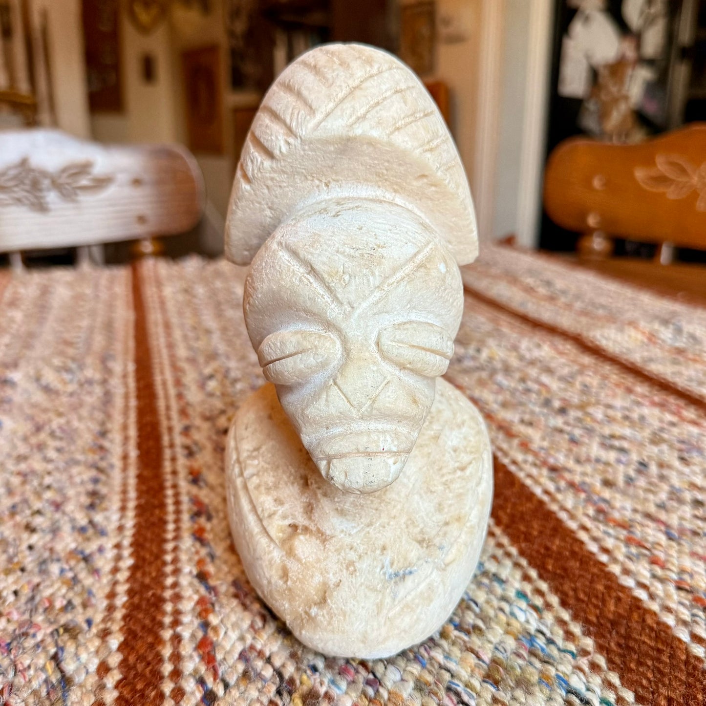 Vintage Hand-Carved Stone Tribal / Mayan Style Statue Bookend