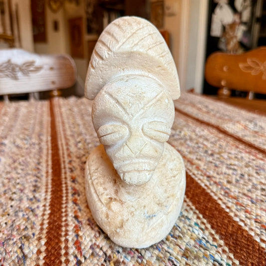 Vintage Hand-Carved Stone Tribal / Mayan Style Statue Bookend