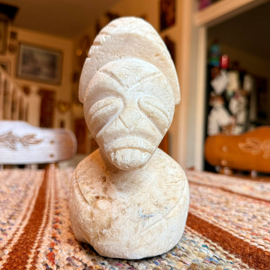 Vintage Hand-Carved Stone Tribal / Mayan Style Statue Bookend