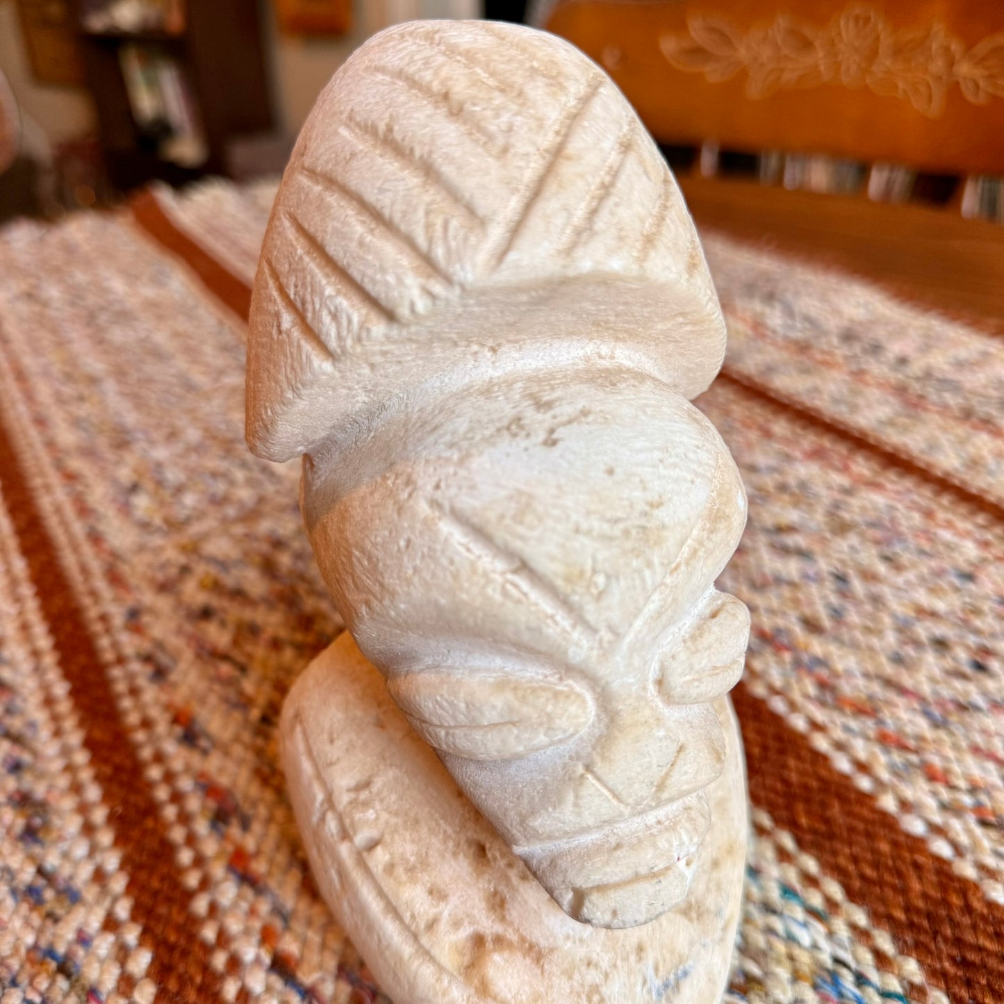 Vintage Hand-Carved Stone Tribal / Mayan Style Statue Bookend