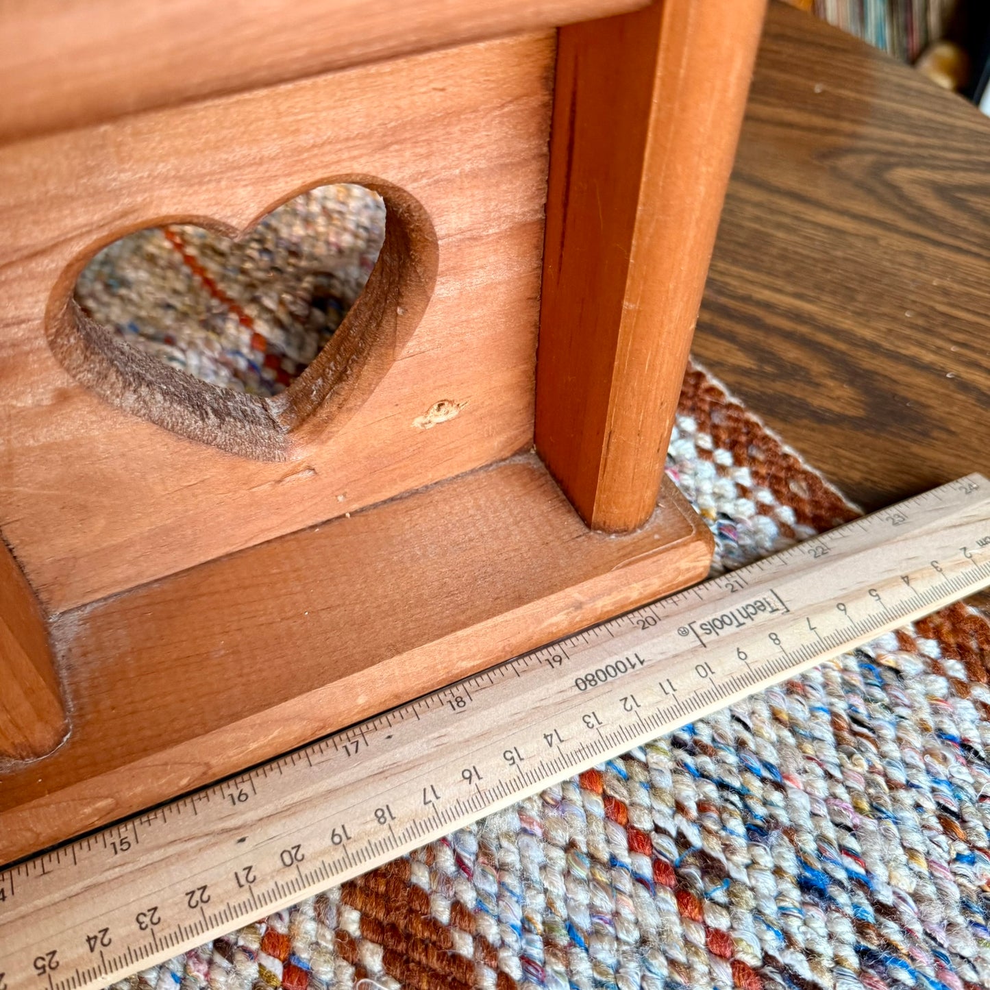 Handmade Wooden Vintage Primitive Heart Cubby Curio / Trinket Shelf