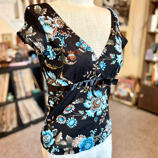 Vintage 90s / 2000s y2k Self Esteem Floral Baby Doll Top