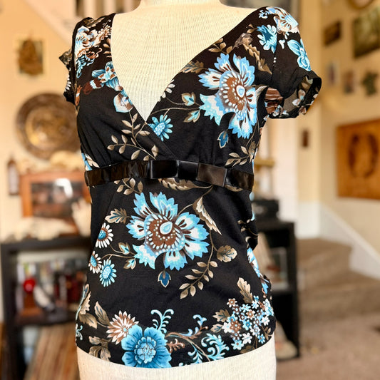 Vintage 90s / 2000s y2k Self Esteem Floral Baby Doll Top