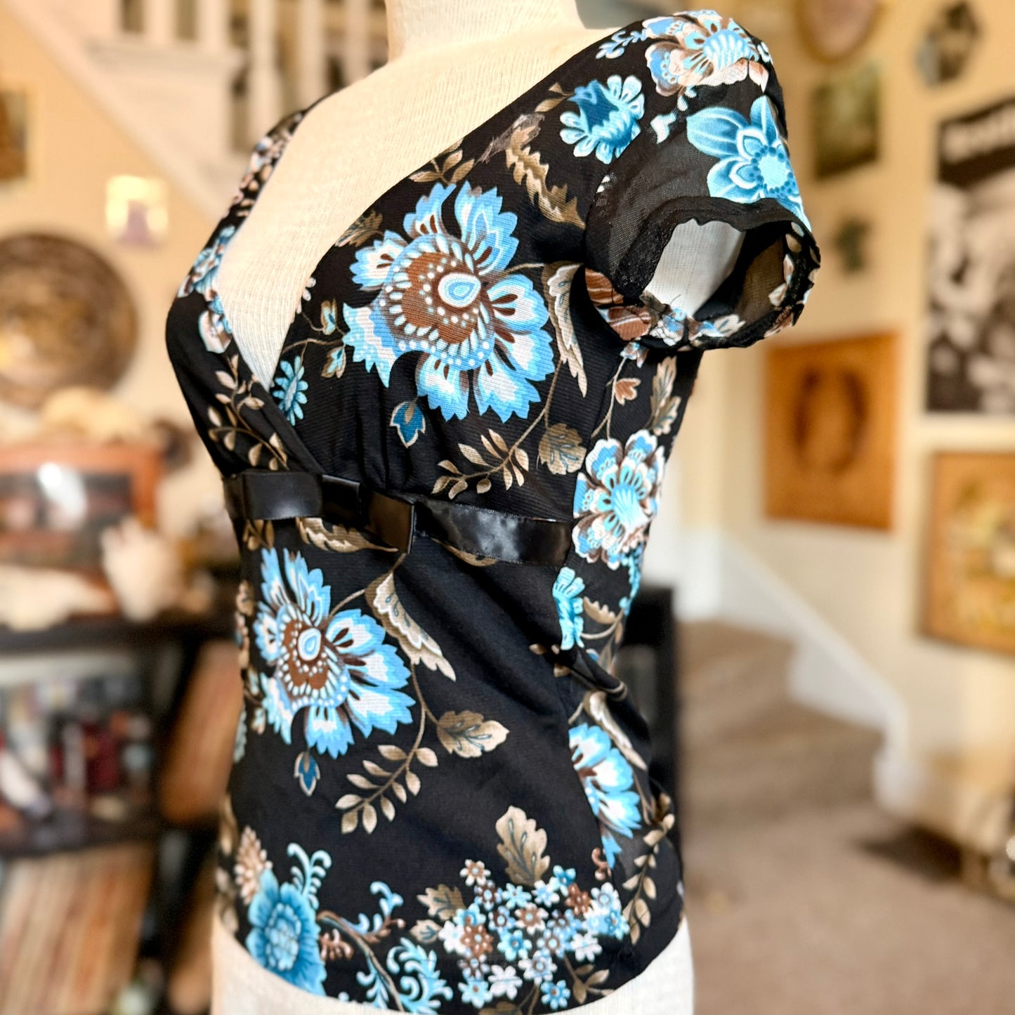Vintage 90s / 2000s y2k Self Esteem Floral Baby Doll Top