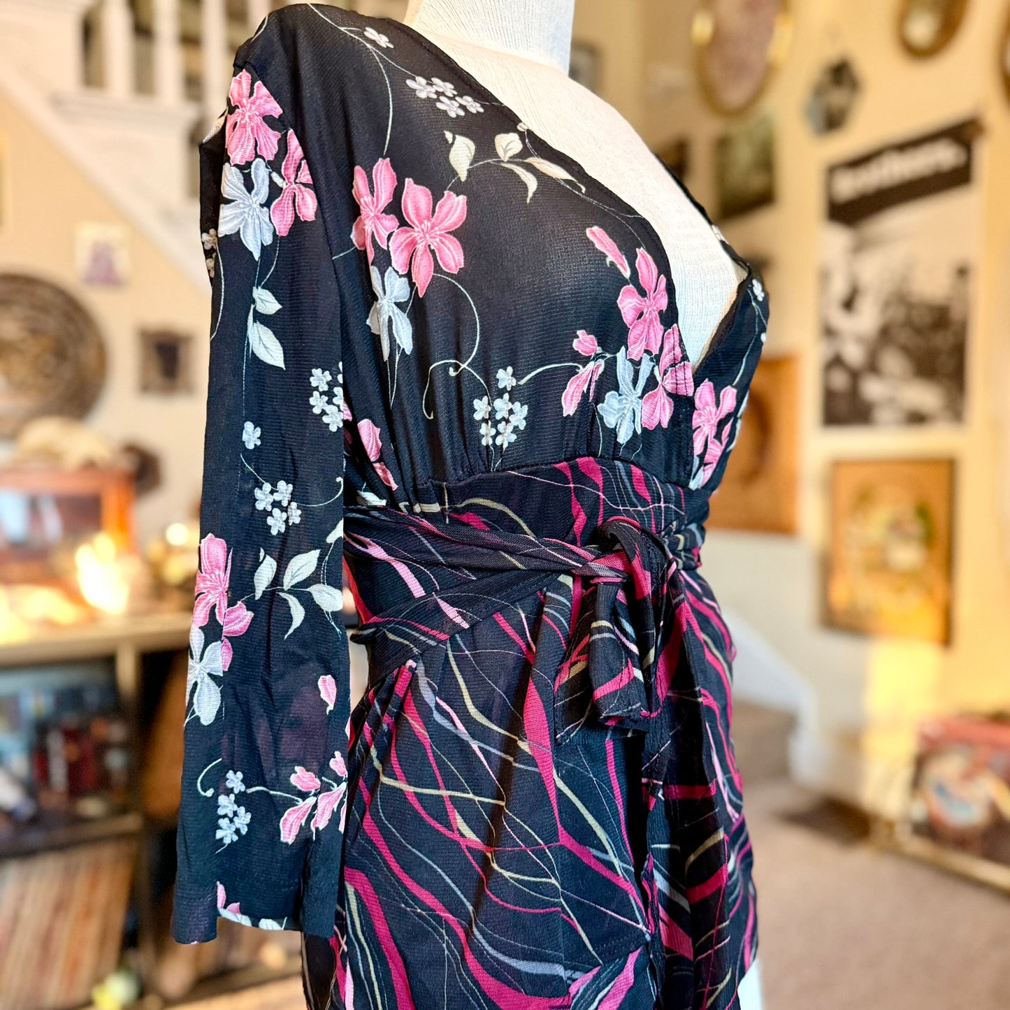 Vintage 90s / 2000s y2k Stella Patterned Wrap Baby Doll Top
