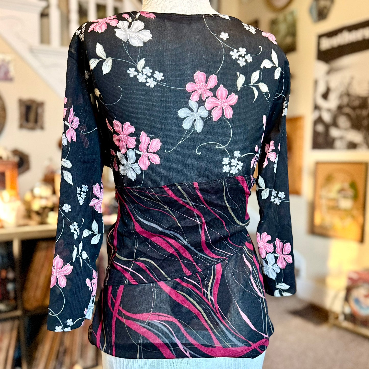 Vintage 90s / 2000s y2k Stella Patterned Wrap Baby Doll Top